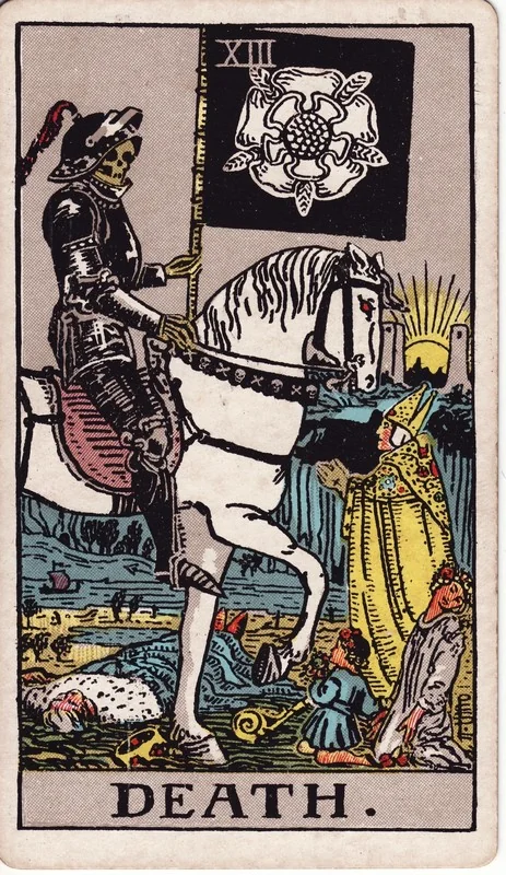 Death tarot card from the Rider-Waite deck (1909, public domain)